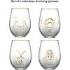imageJoyJolt Star Wars Cosmic Color Stemless Drinking Glasses 19oz Glass Cups ft Darth Vader Stormtrooper Boba Fett R2D2  Star Wars Kitchen Glasses Set of 4 Gifts for Men Women ampamp AdultsWinnie the Pooh Gold