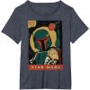imageStar Wars Boba Fett Vintage Trading Card 77 Graphic TShirt TShirtHeather Blue
