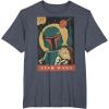 imageStar Wars Boba Fett Vintage Trading Card 77 Graphic TShirt TShirtHeather Blue