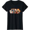 imageStar Wars Logo The Mandalorian Kawaii Characters TShirtBlack