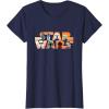 imageStar Wars Logo The Mandalorian Kawaii Characters TShirtNavy Blue