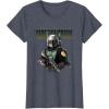 imageStar Wars The Mandalorian Boba Fett Logo Portrait R15 TShirtHeather Blue
