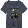 imageStar Wars The Mandalorian Boba Fett Logo Portrait R15 TShirtHeather Blue
