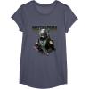 imageStar Wars The Mandalorian Boba Fett Logo Portrait R15 TShirtHeather Blue