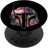 imageStar Wars Boba Fett Floral Helmet Silhouette Fill PopSockets MagSafe PopGrip for iPhoneStandard