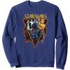 imageStar Wars Classic Art Characters and Logo Retro Vintage SweatshirtNavy Blue