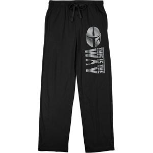 imageBioworld The Mandalorian Helmet This is The Way Mens Black Drawstring Sleep Pajama PantsBlack
