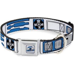 imageDog Collar Seatbelt Buckle Star Wars R2D2 Bounding Parts White Black Blue Gray Red 15 to 26 Inches 10 Inch WideMulti Color