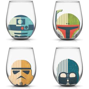imageJoyJolt Star Wars Cosmic Color Stemless Drinking Glasses 19oz Glass Cups ft Darth Vader Stormtrooper Boba Fett R2D2  Star Wars Kitchen Glasses Set of 4 Gifts for Men Women ampamp AdultsStar Wars Helmet Hues