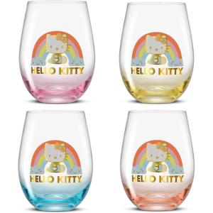 imageJoyJolt Star Wars Cosmic Color Stemless Drinking Glasses 19oz Glass Cups ft Darth Vader Stormtrooper Boba Fett R2D2  Star Wars Kitchen Glasses Set of 4 Gifts for Men Women ampamp AdultsHello Kitty