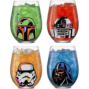 imageJoyJolt Star Wars Cosmic Color Stemless Drinking Glasses 19oz Glass Cups ft Darth Vader Stormtrooper Boba Fett R2D2  Star Wars Kitchen Glasses Set of 4 Gifts for Men Women ampamp AdultsStar Wars Cosmic
