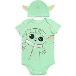 imageSTAR WARS The Mandalorian The Child Darth Vader R2D2 Baby Cosplay Bodysuit and Hat Set Newborn to InfantGreen