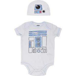 imageSTAR WARS The Mandalorian The Child Darth Vader R2D2 Baby Cosplay Bodysuit and Hat Set Newborn to InfantR2d2