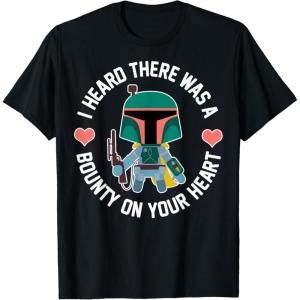 imageStar Wars Boba Fett Bounty Heart Valentines Graphic TShirt TShirtBlack