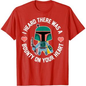 imageStar Wars Boba Fett Bounty Heart Valentines Graphic TShirt TShirtRed