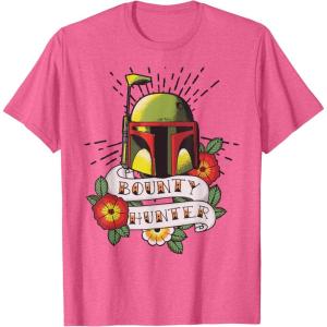 imageStar Wars Boba Fett Bounty Hunter Tattoo Art TShirtPink Heather
