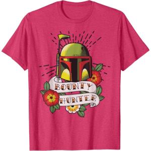 imageStar Wars Boba Fett Bounty Hunter Tattoo Art TShirtRed Heather