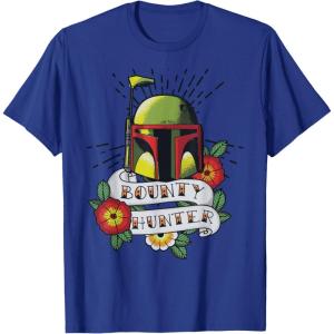 imageStar Wars Boba Fett Bounty Hunter Tattoo Art TShirtRoyal Blue