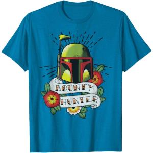 imageStar Wars Boba Fett Bounty Hunter Tattoo Art TShirtSapphire Blue
