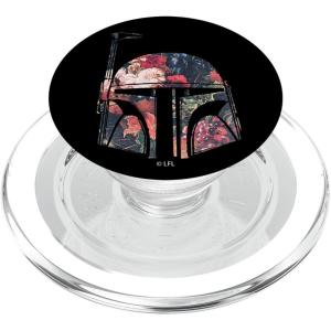 imageStar Wars Boba Fett Floral Helmet Silhouette Fill PopSockets MagSafe PopGrip for iPhoneMagSafe