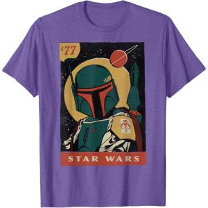 imageStar Wars Boba Fett Vintage Trading Card 77 Graphic TShirt TShirtPurple Heather