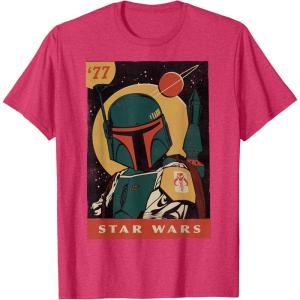 imageStar Wars Boba Fett Vintage Trading Card 77 Graphic TShirt TShirtRed Heather