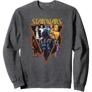 imageStar Wars Classic Art Characters and Logo Retro Vintage SweatshirtDark Heather Grey