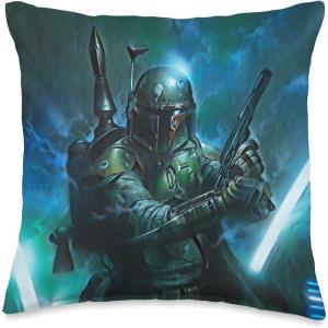 imageStar Wars Classic Boba Fett Battle Ready Throw Pillow16x16