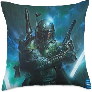 imageStar Wars Classic Boba Fett Battle Ready Throw Pillow18x18