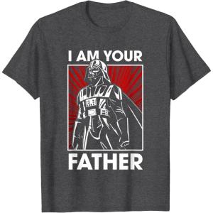 imageStar Wars Classic Fathers Day I Am Your Father Chest Poster TShirtDark Heather Grey