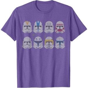 imageStar Wars Clone Wars Clone Troopers Helmets TShirtPurple Heather