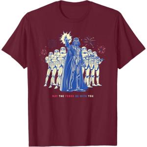 imageStar Wars Darth Vader Fourth of July May the Force Fireworks TShirtBurgundy