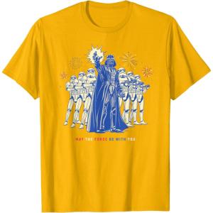 imageStar Wars Darth Vader Fourth of July May the Force Fireworks TShirtGolden Yellow