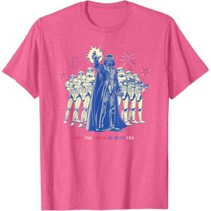 imageStar Wars Darth Vader Fourth of July May the Force Fireworks TShirtPink Heather