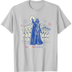 imageStar Wars Darth Vader Fourth of July May the Force Fireworks TShirtSilver Grey