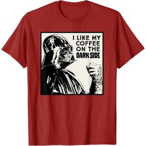 imageStar Wars Darth Vader I Like My Coffee On the Dark Side TShirtCranberry Red