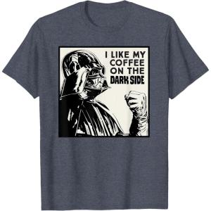 imageStar Wars Darth Vader I Like My Coffee On the Dark Side TShirtHeather Blue