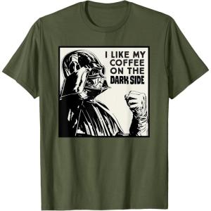 imageStar Wars Darth Vader I Like My Coffee On the Dark Side TShirtOlive Green