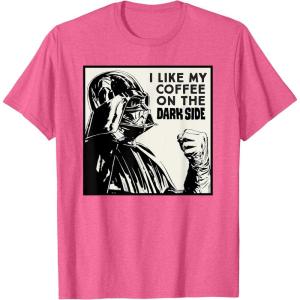 imageStar Wars Darth Vader I Like My Coffee On the Dark Side TShirtPink Heather