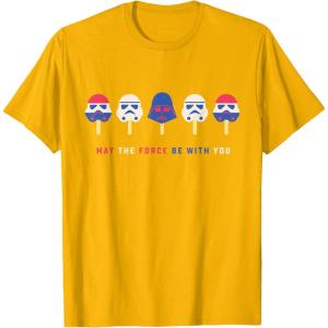 imageStar Wars Darth Vader Popsicle May the Force Be With You TShirtGolden Yellow