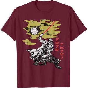 imageStar Wars Darth Vader Vintage Japanese Block Print Style TShirtBurgundy