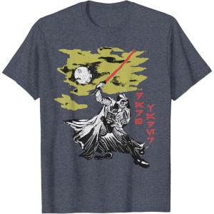 imageStar Wars Darth Vader Vintage Japanese Block Print Style TShirtHeather Blue