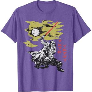 imageStar Wars Darth Vader Vintage Japanese Block Print Style TShirtPurple Heather