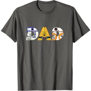 imageStar Wars Droids R2D2 C3PO BB8 Dad Fathers Day Birthday TShirtAsphalt Grey