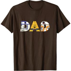 imageStar Wars Droids R2D2 C3PO BB8 Dad Fathers Day Birthday TShirtBrown
