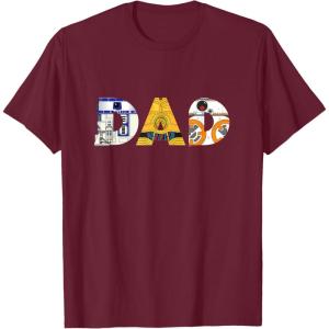 imageStar Wars Droids R2D2 C3PO BB8 Dad Fathers Day Birthday TShirtBurgundy