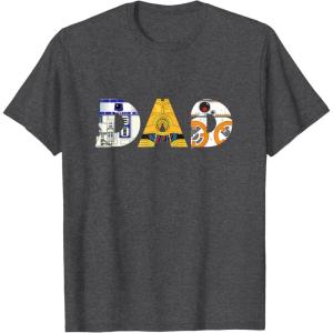 imageStar Wars Droids R2D2 C3PO BB8 Dad Fathers Day Birthday TShirtDark Heather Grey