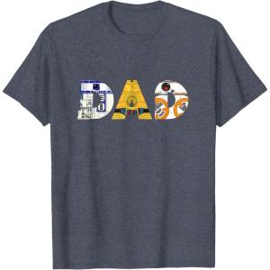 imageStar Wars Droids R2D2 C3PO BB8 Dad Fathers Day Birthday TShirtHeather Blue