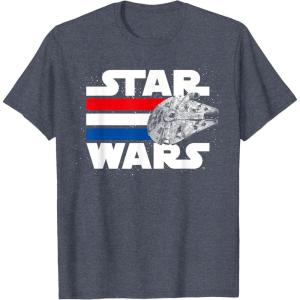 imageStar Wars Falcon Stripes Red White Blue July 4th TShirt C1 TShirtHeather Blue
