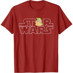 imageStar Wars Logo and The Child from The Mandalorian TShirtCranberry Red